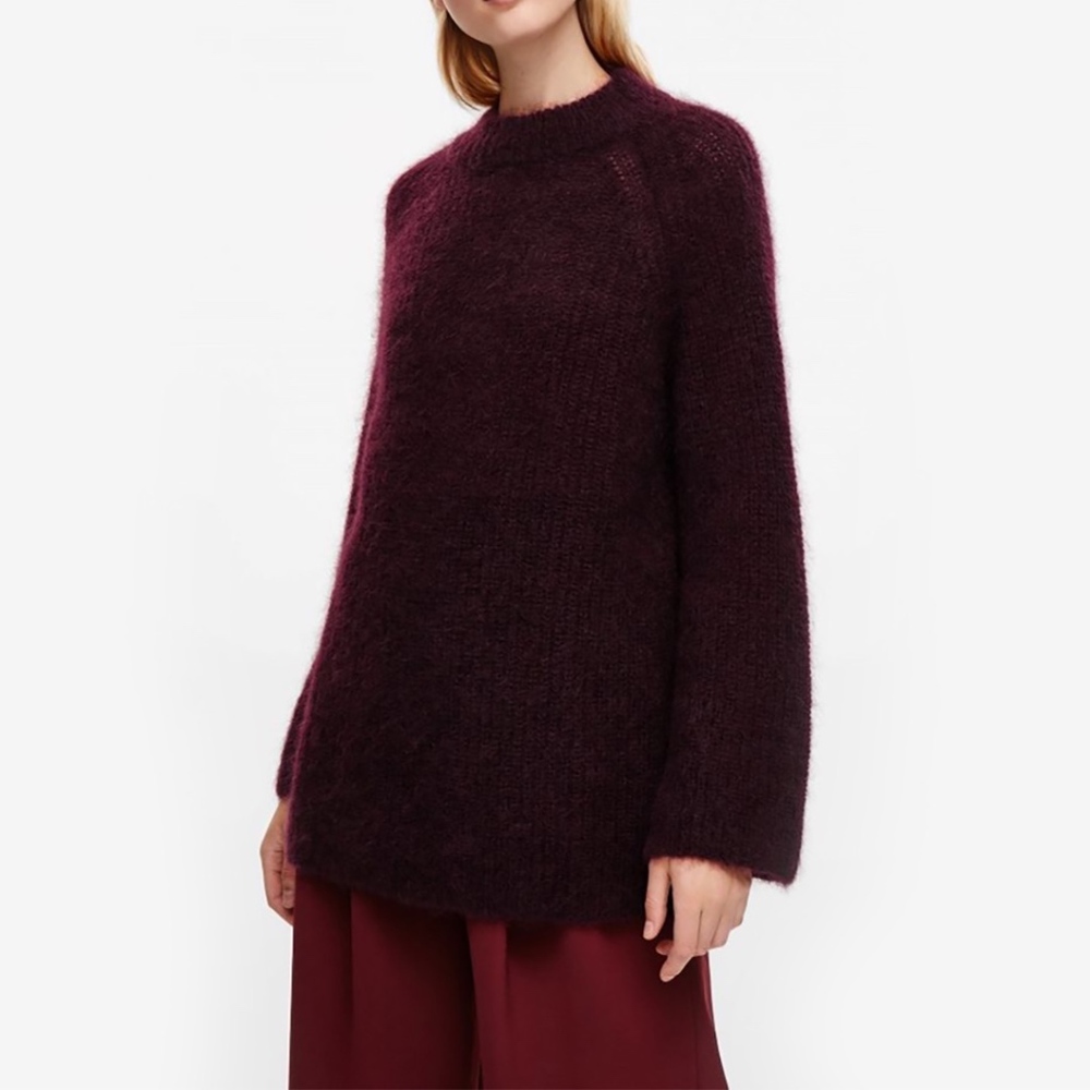COS Mohair mock neck Burgundy raglan sweater